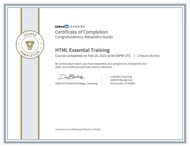 Certificate of completion