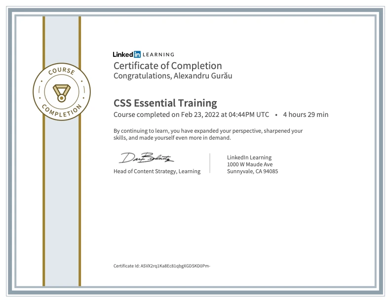 CSS certificate of completion