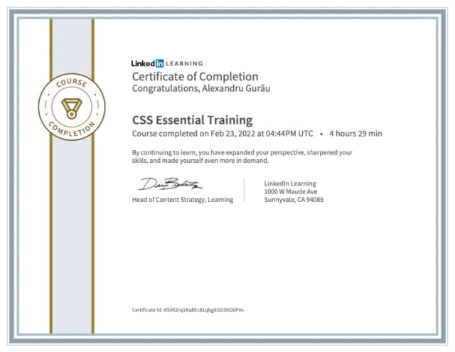 Certificate of completion