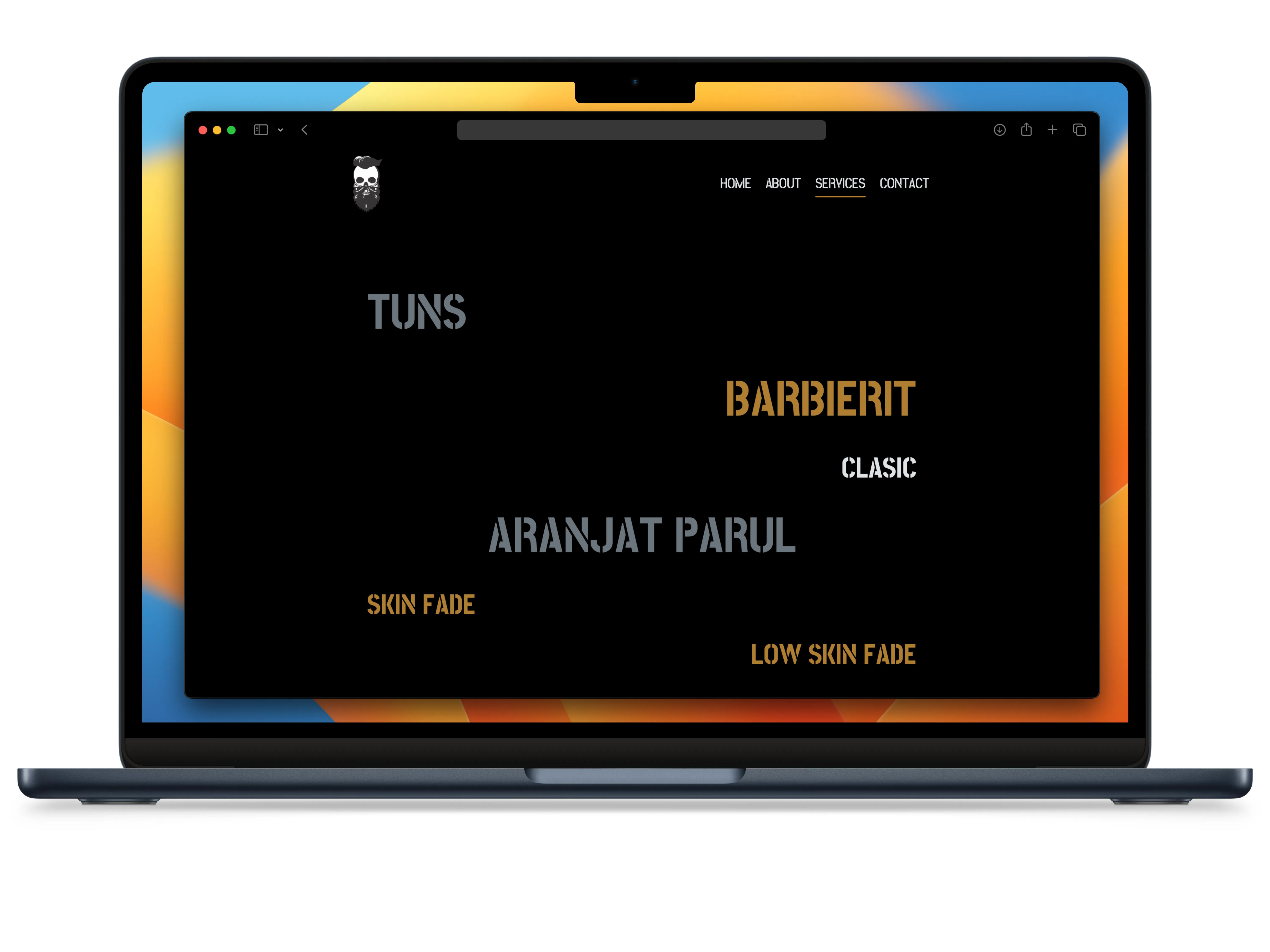 Barbershop website pe un laptop